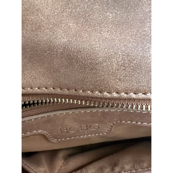 BCBG Quilted Brown Faux Suede Crossbody Bag With Gold Tone Chain Strap - Picture 5 of 6